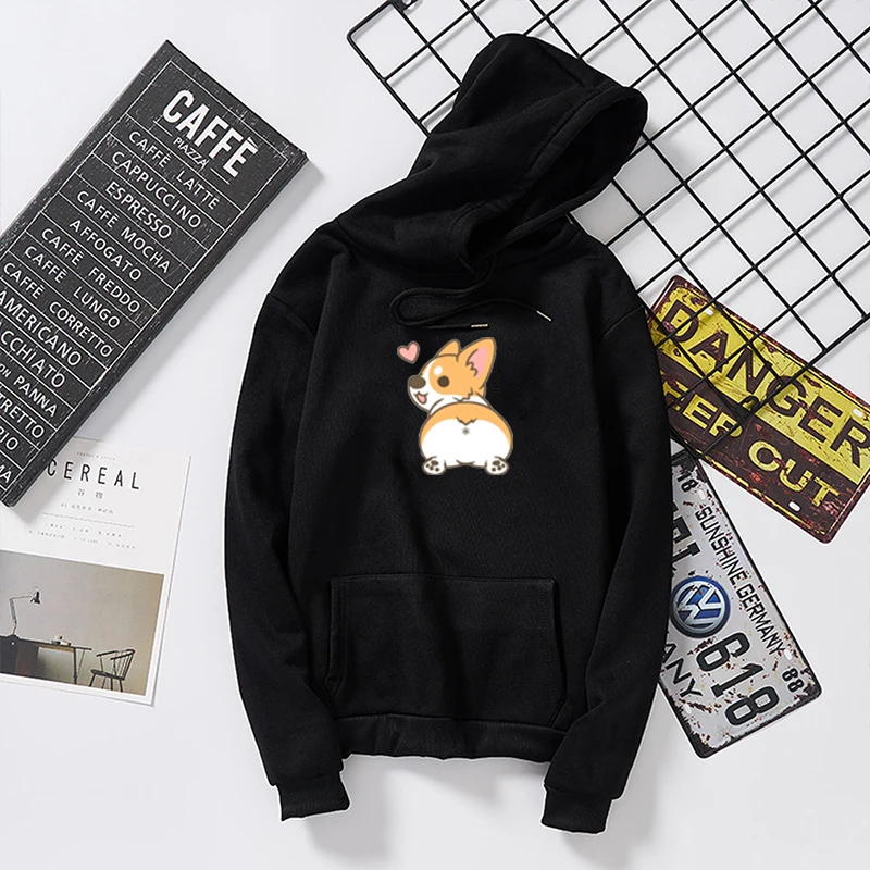  Autumn Cute Corgi Dog Women Sweatshirt Funny Animal Poleron Mujer Large Size Letter Printed Femme C