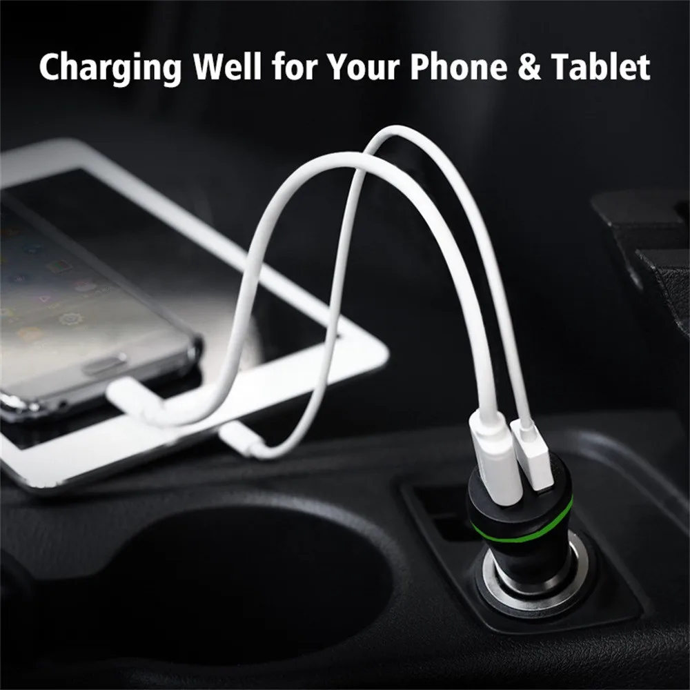 Боковой двойной зарядное устройство USB 2 портовый Огонь Автомобиля Зарядное устройство адаптер для Iphone 8/8 плюс 12 V-24 V телефонов светодиодный