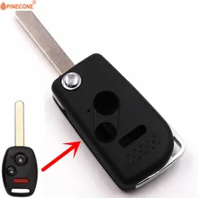 DENNENAPPEL Bewerkt Sleutelhanger Case voor Honda Accord Civic CRV Pilot STAD Jazz FR-V Sleutel CRV Autosleutel 2 + 1 knop HON66 Blade Gemakkelijk Installeren Ontwerp Flip Folding Sleutel Shell(China)