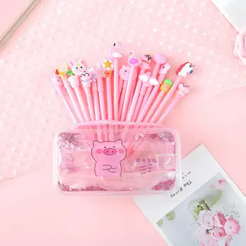 

Cute PVC Pig Pencil Case Colorful Transparent Quicksand Girl Pen Bag Creative Korean Stationery School Supplies Pouch