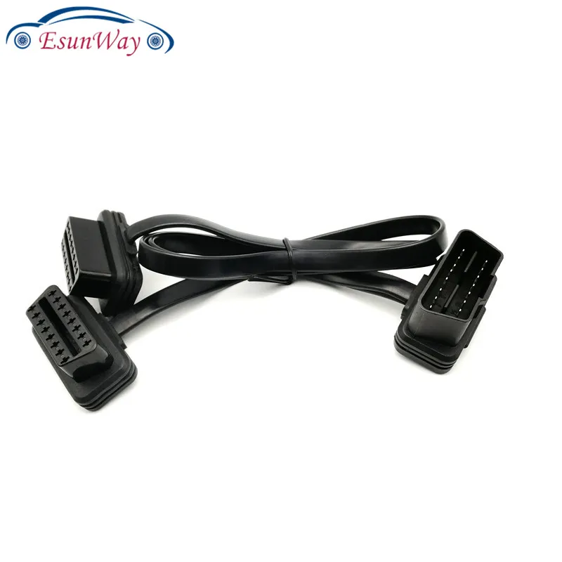 50 шт./лот! Плоский и тонкий кабель лапша как стандарт OBDII OBD II 2 OBD2 16 Pin ELM327 штекер