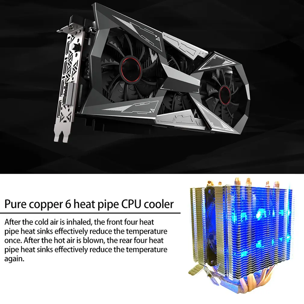 Avc Чистая медь 6 тепловая труба ЦП теплоотвод Amd 1155 1156 настольный компьютер ЦП вентилятор ЦП кулер теплоотвод