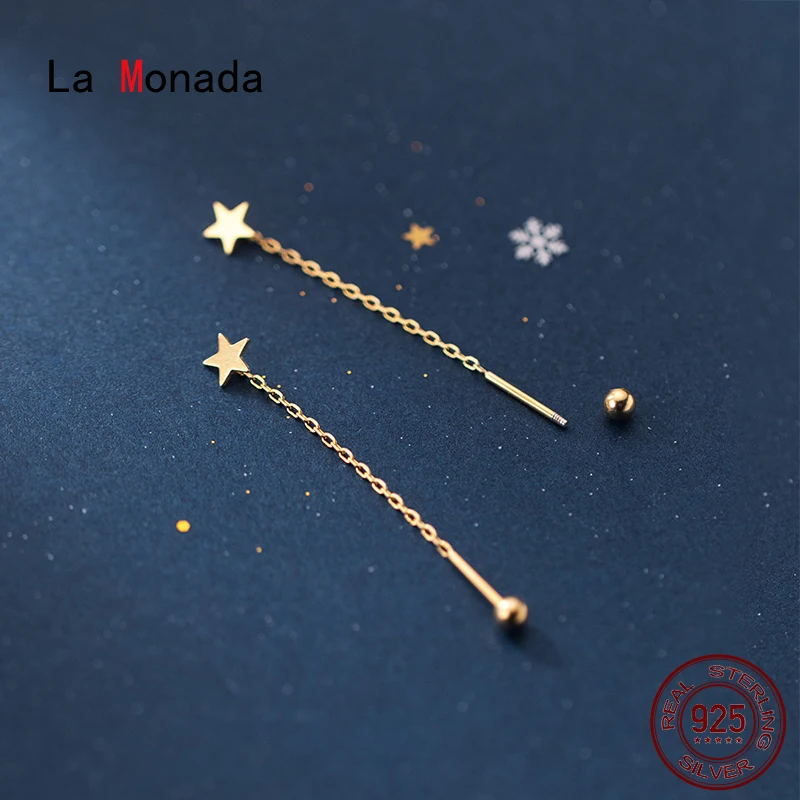 La Monada Women Silver Earrings 925 Stud Star Tassel Earrings For Girls Stud Earrings Korean Women Jewelry Minimalist Female