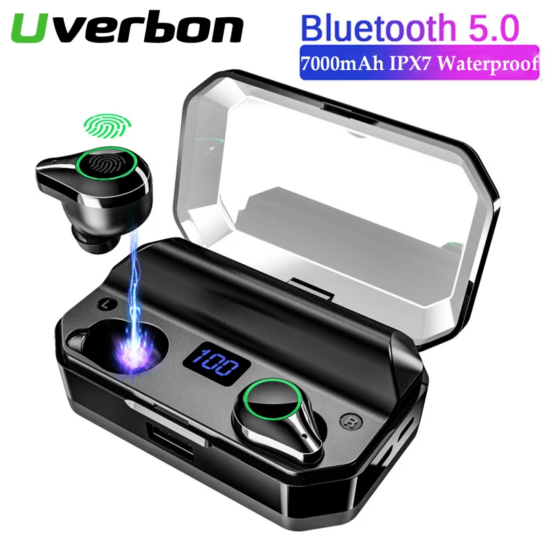 

T9 TWS Bluetooth Earphone V5.0 9D Stereo X6 Wireless Earphones Earbuds IPX7 Waterproof 7000mAh LED Smart Power Bank Phone Holder