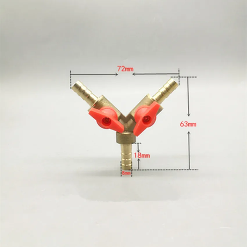 

NEW 8mm 10mm Hose Barb Y Type Brass Barbed Tube Pipe Fitting Coupler Connector Adapter With Valve For Fuel Gas Water