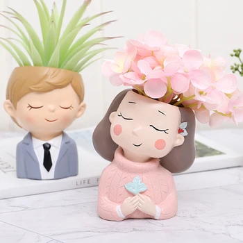 

4pcs Cartoon Couples Flowerpot Micro Landscape Succulent Pot Flower Pot for Home