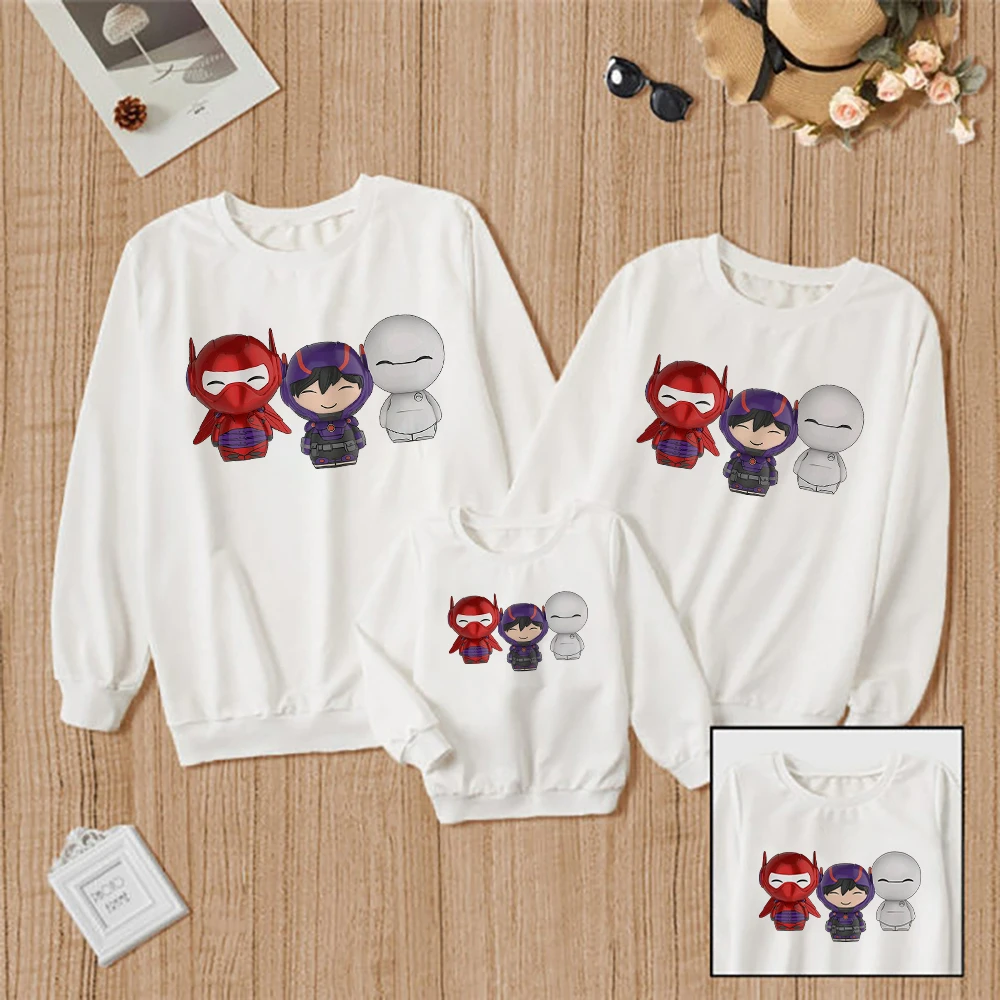 Dolls Hiro Hamada And Baymax Print Sweatshirt Family Hoodies Disney Sweatshirt Aesthetic Big Hero 6 Family Outfits Pullover Top Children's Set