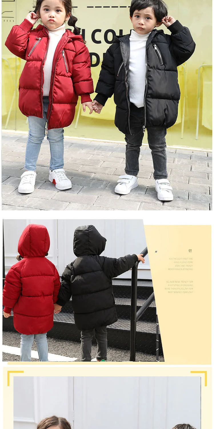 INPEPNOW, коллекция года, 4 цвета, однотонная детская зимняя куртка для девочек, пальто утепленный зимний комбинезон для мальчиков, пуховик и парка одежда для малышей