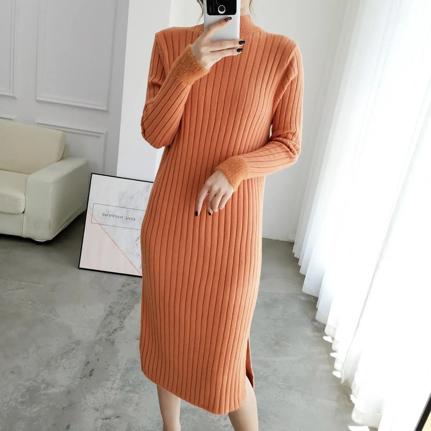 long sleeve bodycon sweater dress