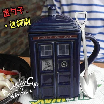 

EWAYS Free shipping Doctor Who Tardis Creative Police Box Mug Funny Ceramic Coffee Tea Cup For christmas Gift