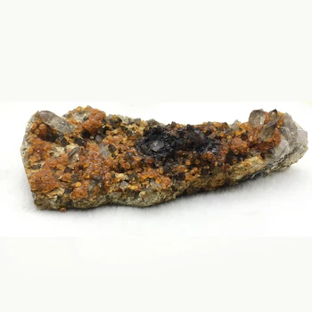 

222g Rare Natural Spessartine Garnet And Smoky Quartz Crystal Paragenous Mineral Specimen Raw Quartz Gemstone Home Collection