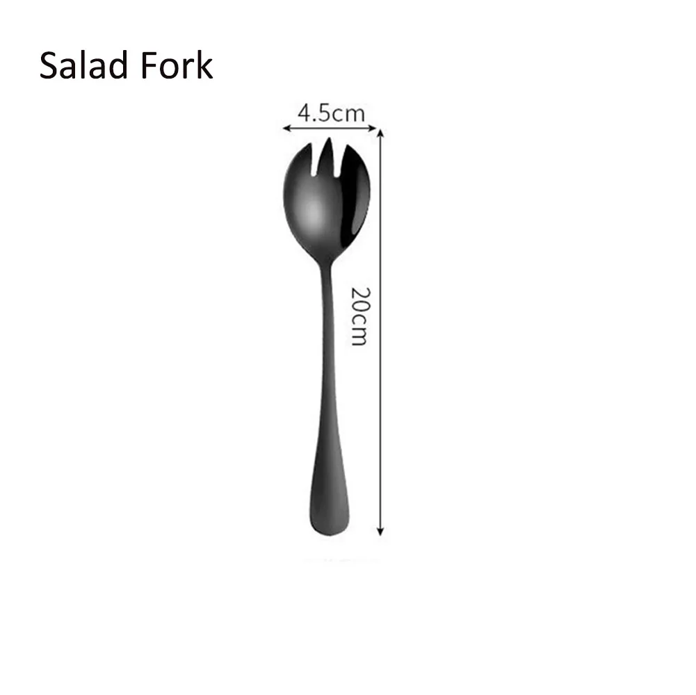 1/5 шт Лидер продаж Черный Комплектная посуда столовые ножи вилки и ложки в западном стиле кухонная посуда Нержавеющая сталь домашний праздничный набор столовой посуды - Цвет: No.3 Salad Fork