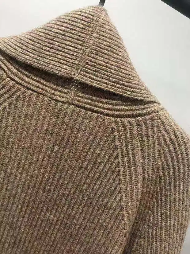 Женский вязаный кардиган на осень и зиму, шерстяной длинный вязаный свитер, одноцветная куртка
