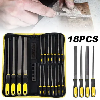 

File Set 18 Pieces Cutting and Polishing Wood Metal Mirror Glass Tile Ceramic Leather Wood Carving Craft Tools Needle File Set