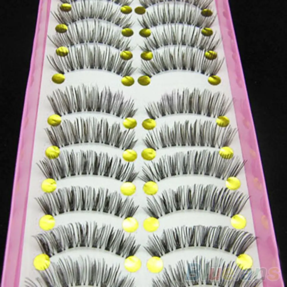 

10 Pairs False Eyelashes Set Long Cross False Eyelashes Makeup Natural Fake Thick Black Eye Lashes