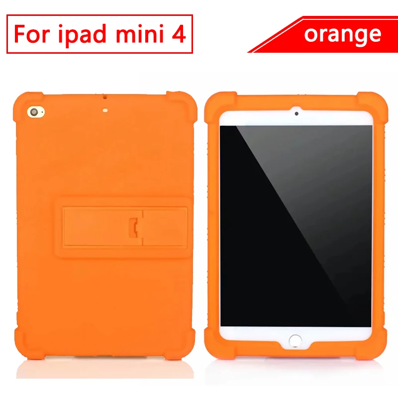 mini 4 orange Silicon Cover Case For Apple Ipad Mini 4 5 7.9 inch Tablet Pc Protective Case For Apple Ipad Mini 1 2 3 Shockproof Soft Cover - Цвет: mini 4 orange
