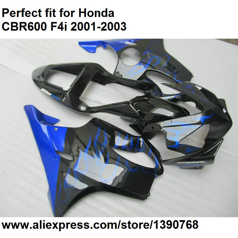 Литье под давлением обтекатель для Honda CBR 600 F4i 2001 2002 2003 черно-голубые обтекатели комплект CBR600F4i 01 02 03 BA72