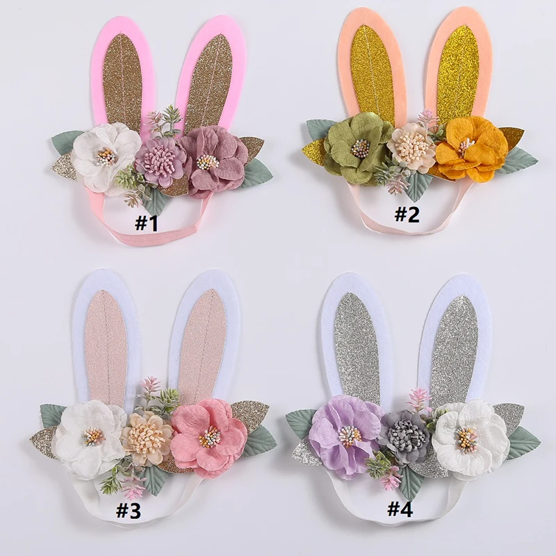 newborn socks for babies Bunny Ear Headband Baby Flower Headbands For Girls Kids Felt Cloth Hair Accessories Princess Handmade Elastic Bands Photography baby accessories clipart