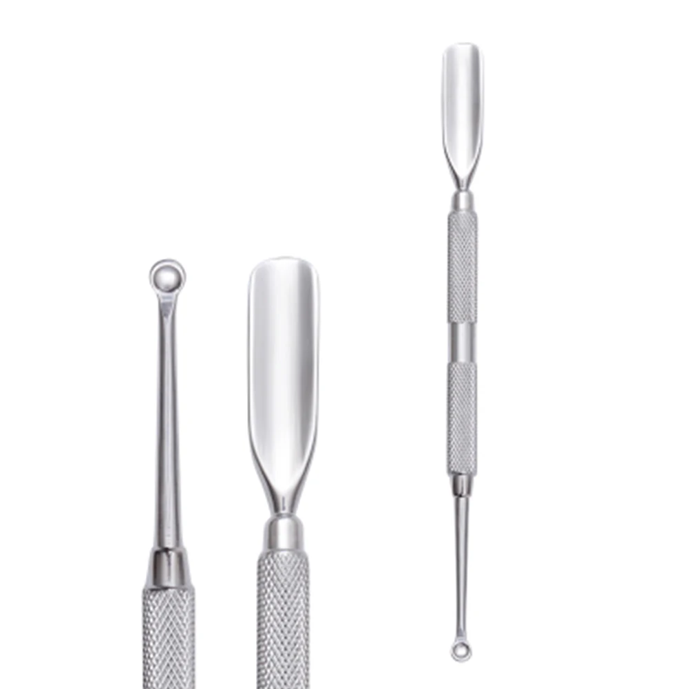 Dual-ended Home Stainless Steel Portable Silver Tools Nail Cleaner Spoon-shaped Salon Dead Skin Cuticle Pusher Pedicure Remover
