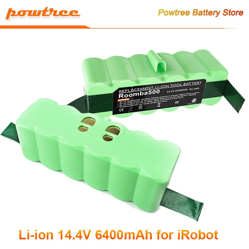 Powtree 6400mAh 14.4V Li-ion Rechargeable Battery For iRobot Roomba 500 550 620 650 760 770 800 series vacuum cleaner battery |