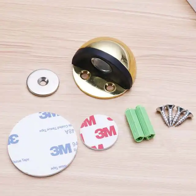 Stainless Steel  magnetic door stopper dual catch no punching  door bumper  wedge wall door stopper GP