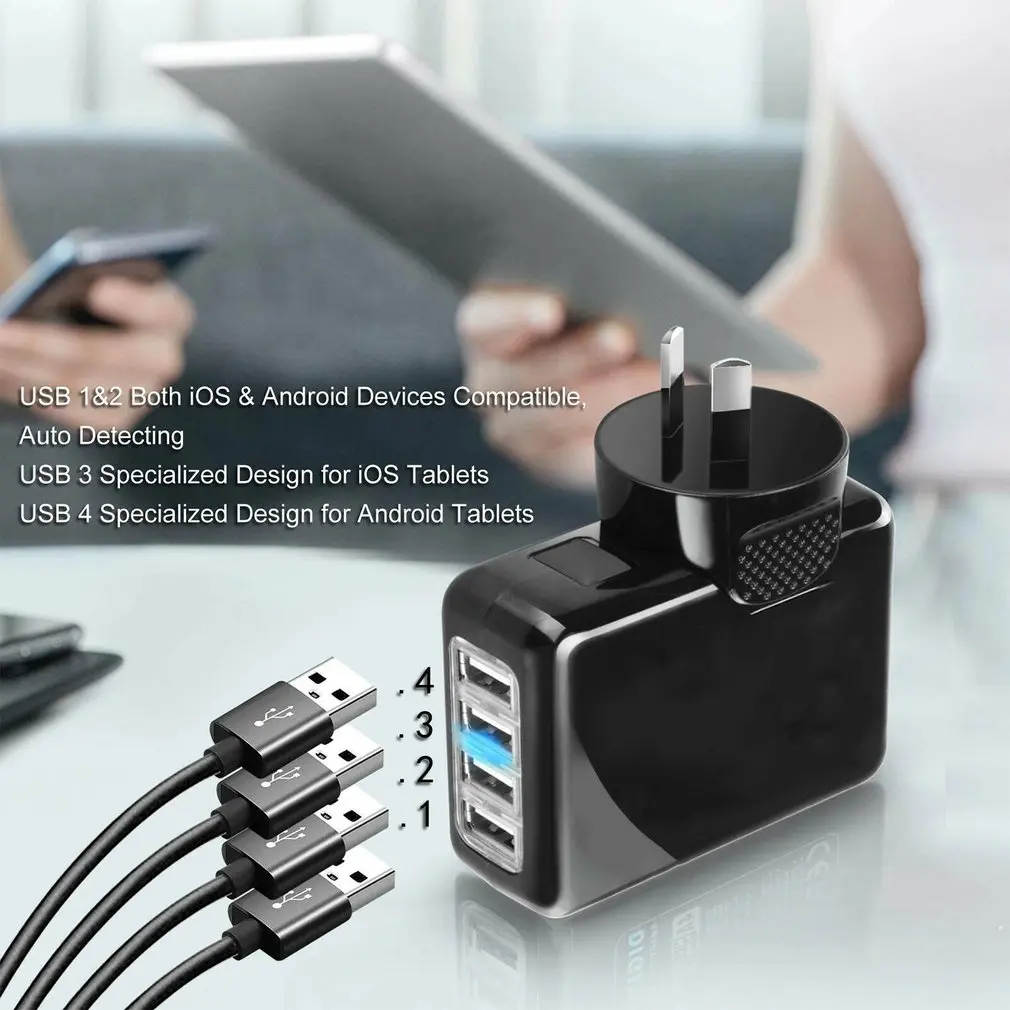 

Universal Travel Wall Adapter AU Plug 4.1A AC Power Home Wall Charger 4 USB Port Exquisitely Designed Durable Gorgeous