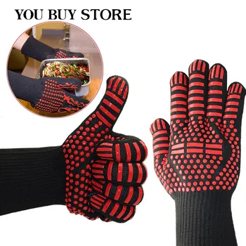 

1pair BBQ Gloves Heat Resistant Barbecue Grill Glove Silicone Insulated Baking Cooking Grilling Oven Gloves BBQ Accessories