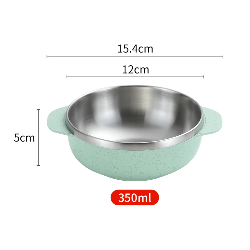EIMAI 1 шт., детская посуда из нержавеющей стали, милая миска, Детские тренировочные столовые приборы, тарелка, миска для еды, фруктов, безопасная миска для закусок - Цвет: Green