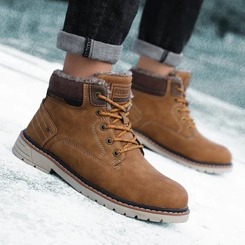 

Autuspin Warm Boots for Men Fashion Sewing Comfortable Platform Shoes Classic Snow Ankle Boots Retro Style Men's Casual Footwear