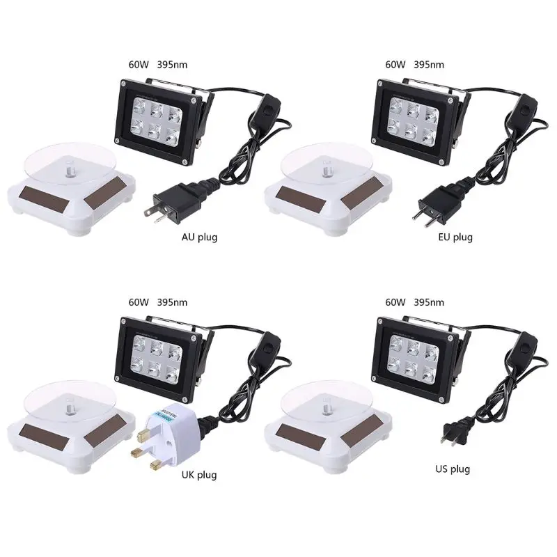 

60W 395nm UV LED Resin Curing Light Lamp Solar Powered Turntable 3D Printer Part