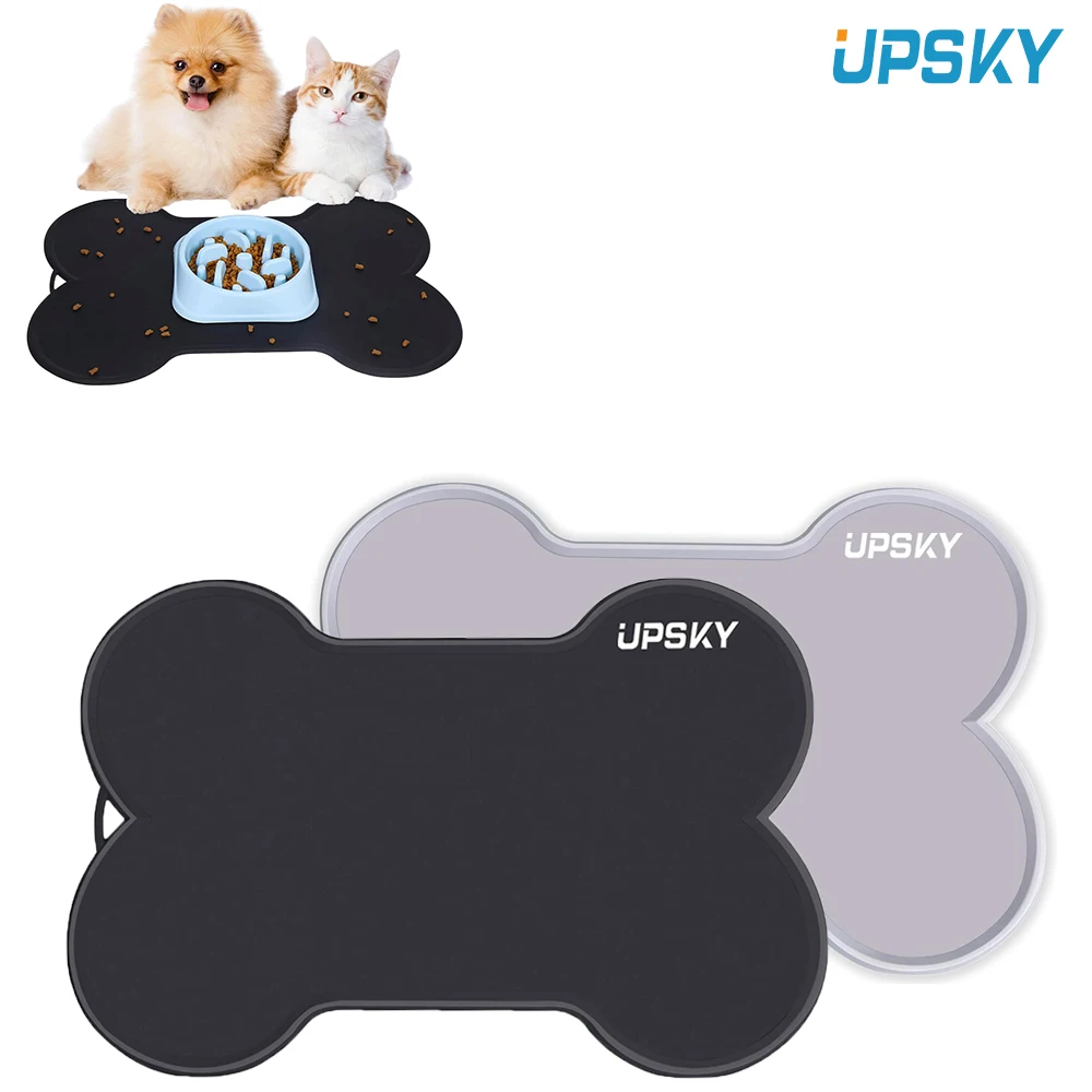 

Large Dog Cat Food Mat Non-Slip Easy to Clean Pet Dog Feeding Mat Waterproof Silicone Cute Bone Shape Pet Food Mat Pet Products