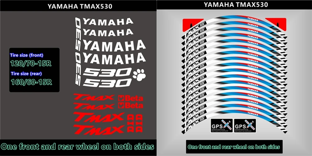 Для Yamaha tmax530 мотоциклетная наклейка на ступицу колеса Водонепроницаемый светоотражающий обод колеса наклейка 15 дюймов колеса индивидуальная наклейка
