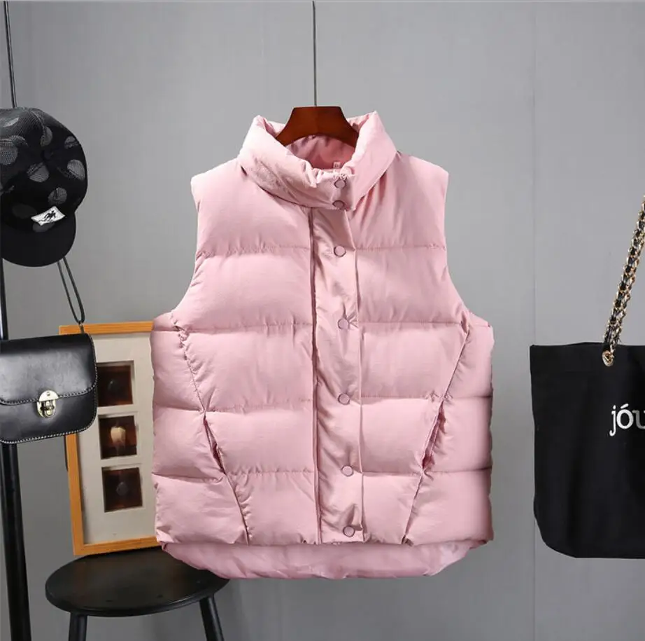 pink 1 Осенне-зимняя женская куртка без рукавов ультра легкий хлопковый жилет женский тонкий жилет женский ветрозащитный Теплый жилет r2044 - Цвет: pink 1