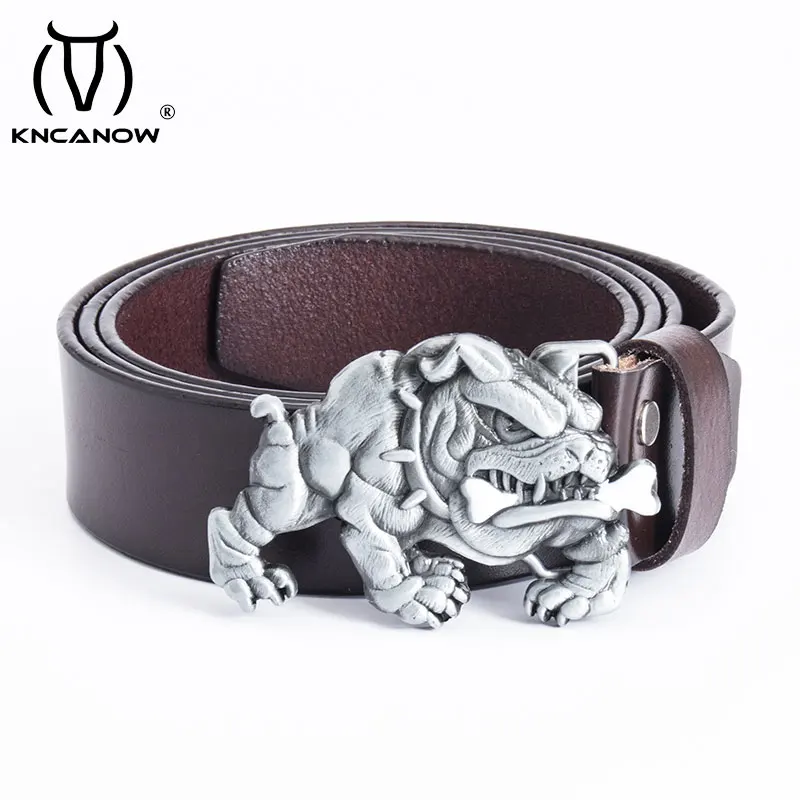 New Trendy Belt for Men Bull Silver Diamond Belt Buckle Black Genuine  Leather Belt Classic Luxury Retro Belt