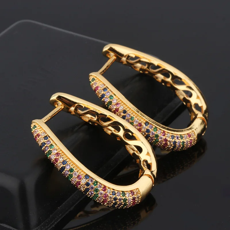 OMYFUN, роскошные серьги-кольца, золотой цвет, много цветов, CZ микро проложенные серьги, лето, зима, все подходят, дешевые, полу Joyas Brincos E93