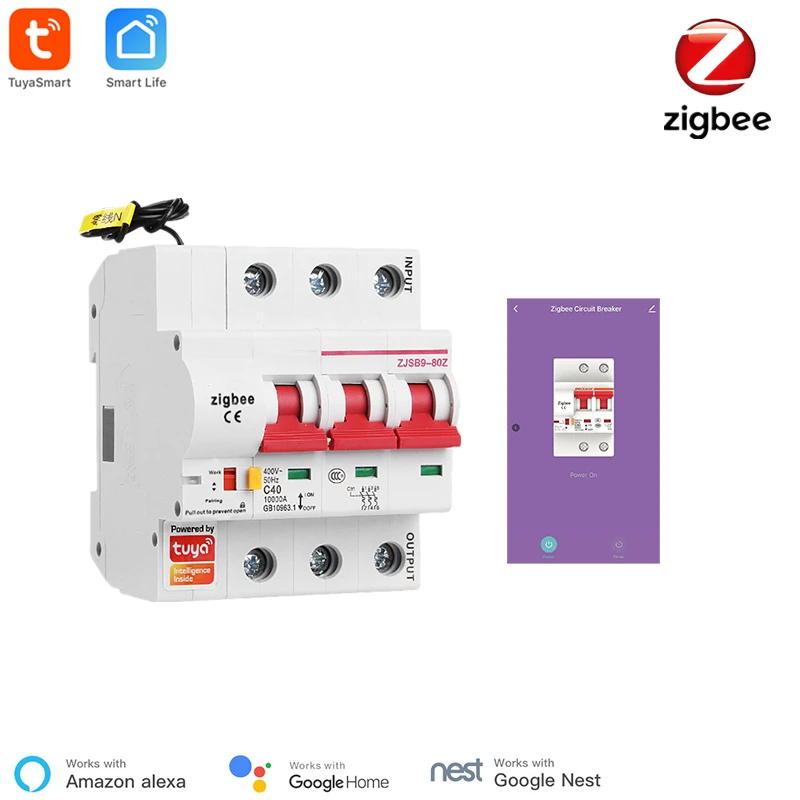 Tuya Zigbee Mcb Smart Circuit Breaker 3p Smart Switch Overload