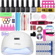 Набор для ногтей 54/36 Вт УФ лампа набор 6 цветов гель лак набор сверление ногтей машина набор для наращивания ногтей пилка для ногтей инструмент для маникюра Набор