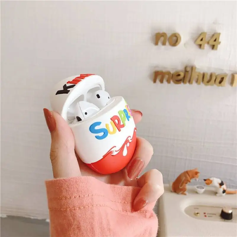 Беспроводной Bluetooth чехол для наушников для AirPods kinder fun eggs 3D Мягкий силиконовый чехол для гарнитуры для Apple Airpods 2 Чехол для наушников
