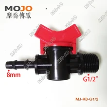 10 шт./лот) MJ-K8-G1/2 водяной клапан для Барб: 8 мм к мужской резьбе: G1/" диаметр садового орошения водопроводный кран