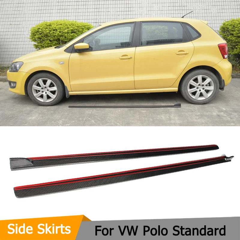 Carbon Fiber Auto Side Body Skirts Apron Lip for Volkswagen VW Polo Standard Hatchback 4 Door