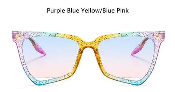 C7 blue pink Необычные Цветные солнцезащитные очки в оправе для женщин, уникальные трендовые знаменитые Роскошные брендовые солнцезащитные очки с прозрачными линзами, оправа для очков UV400 - Цвет линз: C7 blue pink