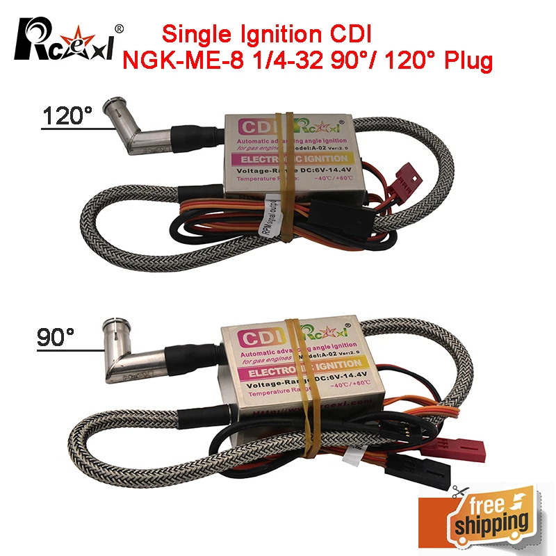 

Rcexl Single Ignition CDI NGK-ME-8 1/4-32 90/ 120 Degrees for Gas Petrol Engine RC Airplane