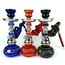 Мини маленький стеклянный кальян для путешествий с керамической чашей для кальяна, металлические угольные щипцы, силиконовая трубка для курения воды, Chichas Narguie