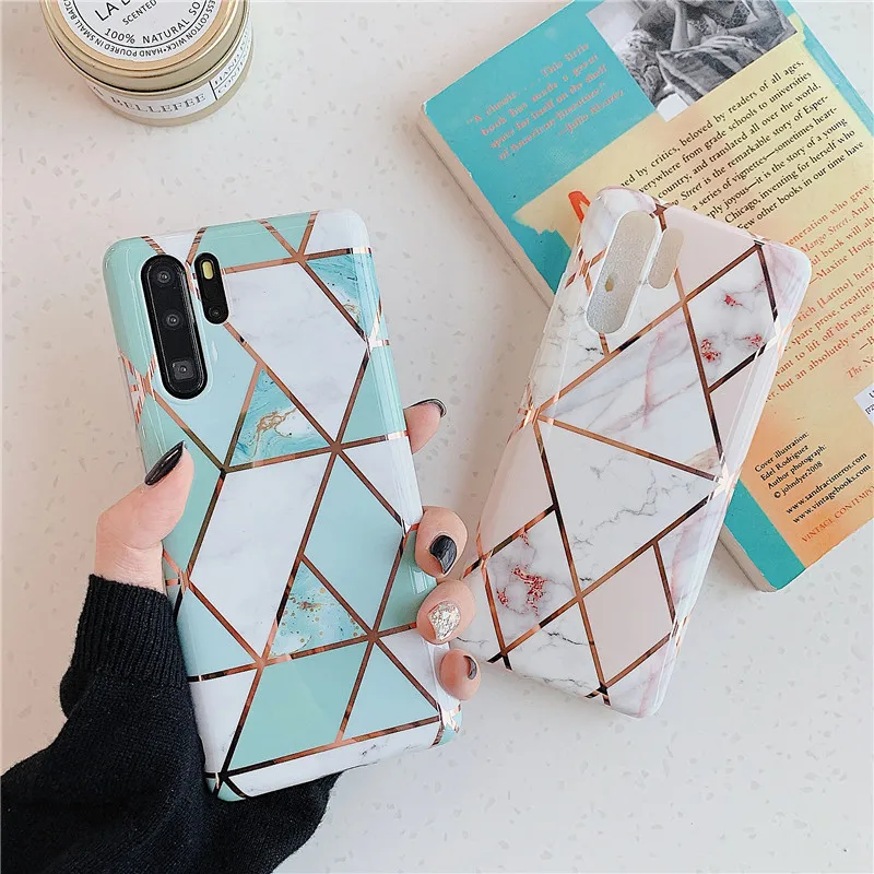 Роскошный Мраморный чехол IMD Для Huawei P40 P 40 Lite чехлы с геометрическим покрытием для