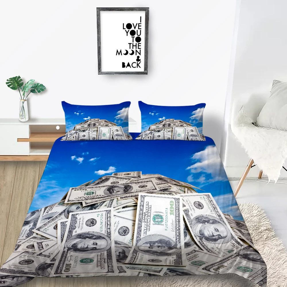 Blue Sky Bedding Set Money Pile High End 3D Duvet Cover Comfortable King Queen Twin Full Single Double Unique Design Bed | Дом и сад