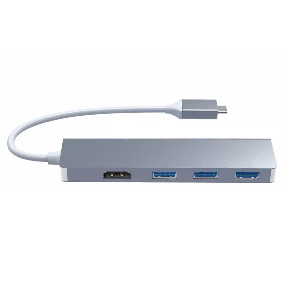 Изысканно Разработанный USB-C концентратор type-C адаптер к HDMI 3 USB 3,0 Портативный Алюминиевый USB C Ключ космический серый