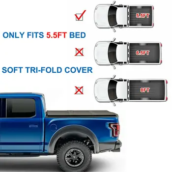 

Samger 5.5ft 66inch Tri-Fold Truck Bed Tonneau Cover For Ford F-150 09-14 Short Bed Soft Tri Fold Car Truck Cover