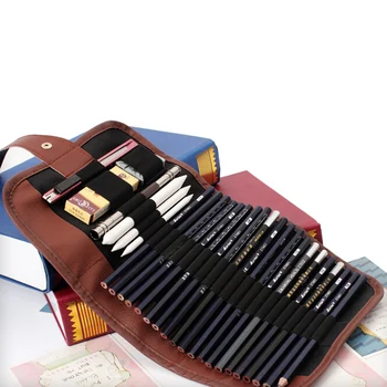

Artists Pencil Case 24 Holes Roll Brush Pen Pouch For Artist Students Retro Canvas Makeup Office School Bag Drop Shipping