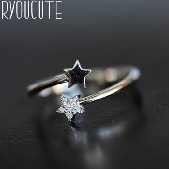 

Simple Style 925 Sterling Silver Star Rings for Women Men Jewelry Big Open Rings bague femme