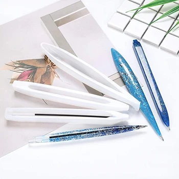 

5 Pcs Crystal Epoxy Resin Mold Ballpoint Pen Casting Silicone Mould DIY Crafts Jewelry Making Tools